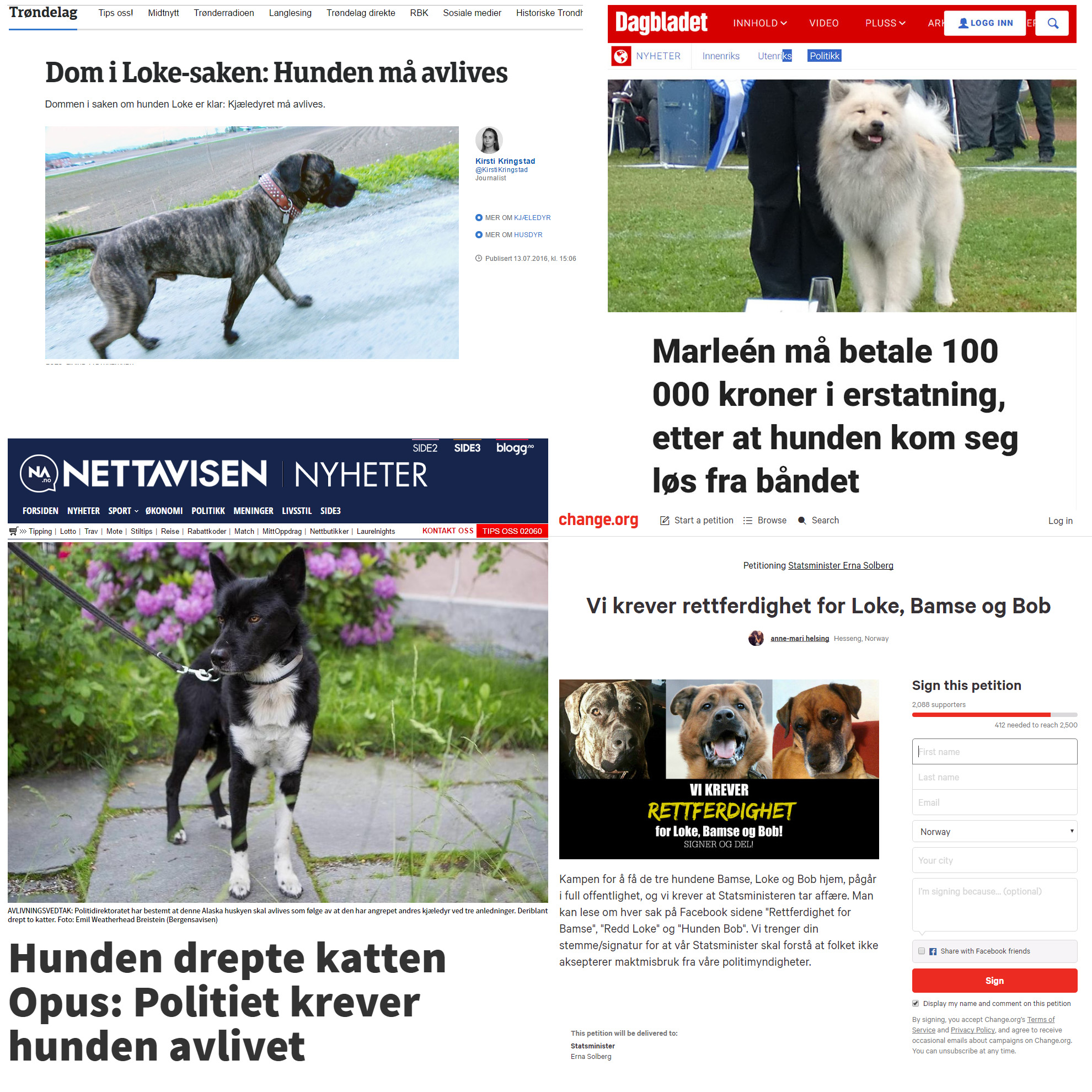 Faksimile av hundesaker i media